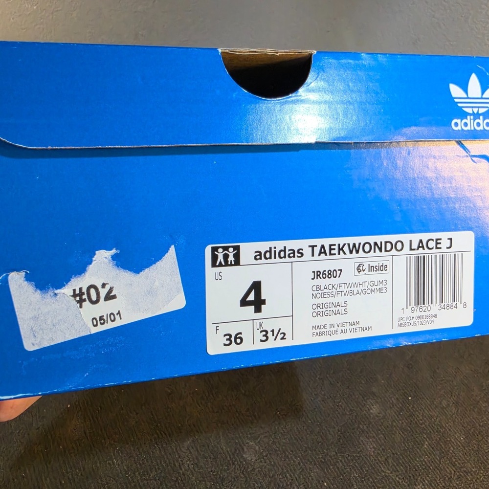 New Adidas Taekwondo Lace J Kids Size 4 Black/White Unisex JR6807 - Picture 10 of 10